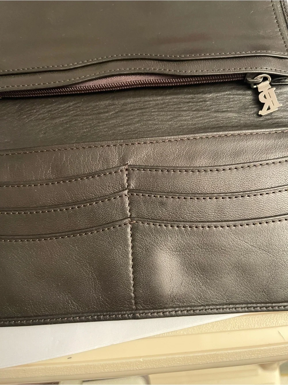 Lauren Ralph Lauren Black Leather Long Wallet with Silver Logo